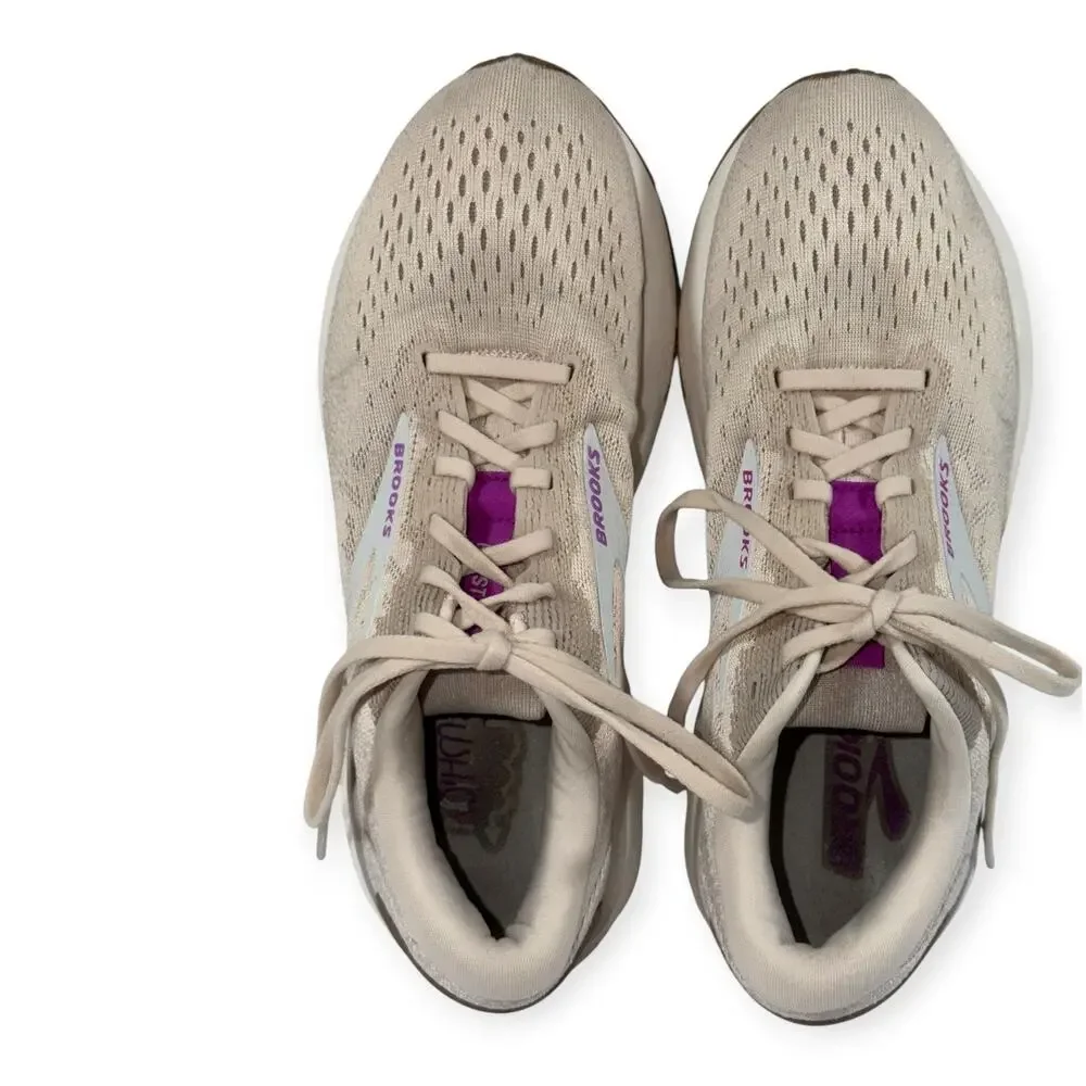 Brooks Ghost 16 Running Shoes, Almond Peach/Coconut/Purple, Women's 9.5